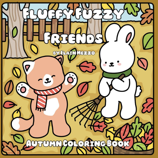 Fluffy Fuzzy Friends Autumn Coloring Book | 31 Cozy Fall Scenes | Digital Download for Adults & Kids
