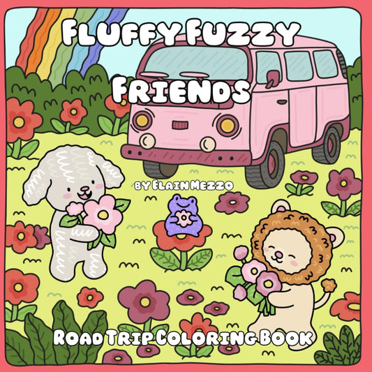 Fluffy Fuzzy Friends Road Trip Coloring Book | 31 Adventure Scenes | Square Digital Download for Adults & Kids